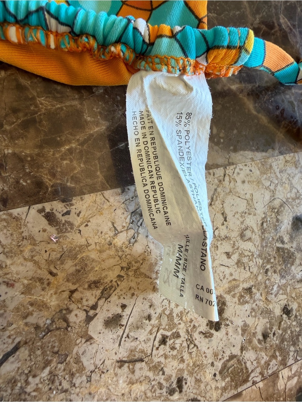 Turquoise & Orange Mosaic Triangle Bikini Set - Picture 4 of 4